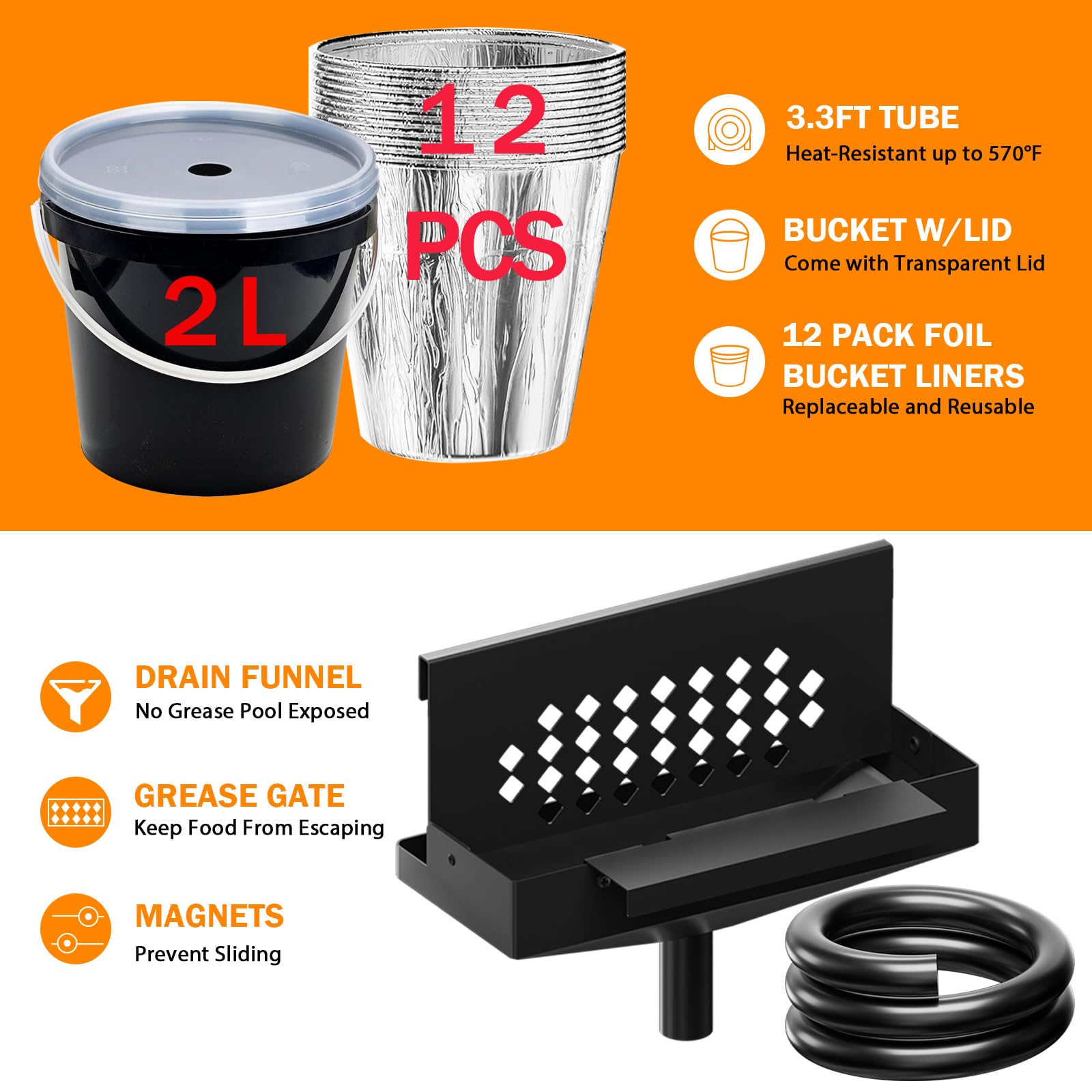 Eveanro grease trap bucket with transparent lid for level checks and spill prevention
