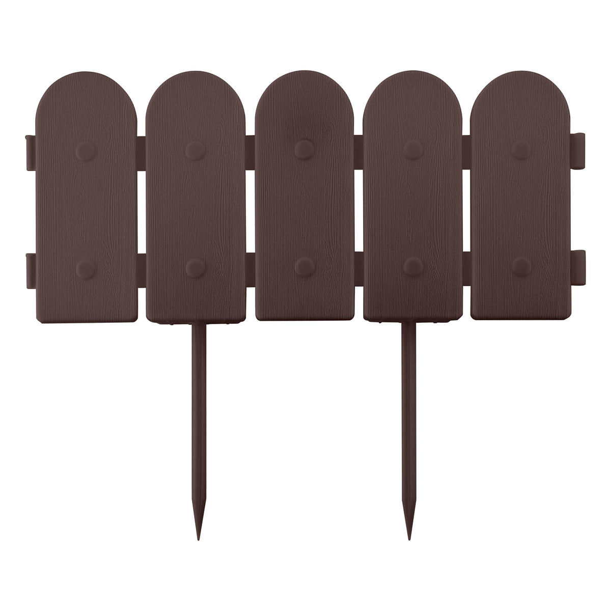 Evelyne garden border edging arch panel in brown adds decorative structure and clean lawn edges.