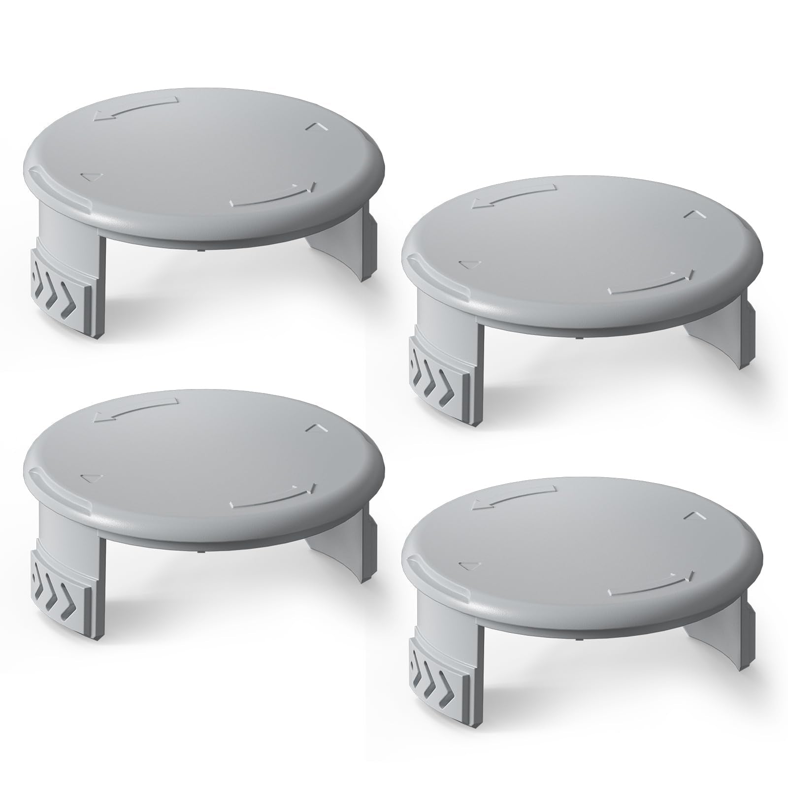 Eventronic 4-pack spool caps showing Ryobi compatibility for easy replacement during lawn care