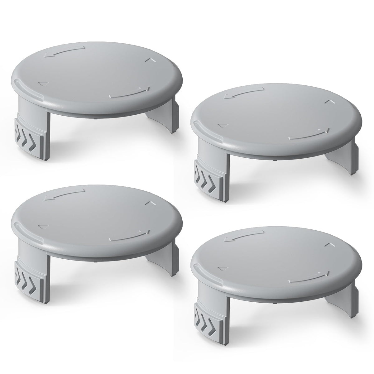 Eventronic 4-pack spool caps showing Ryobi compatibility for easy replacement during lawn care