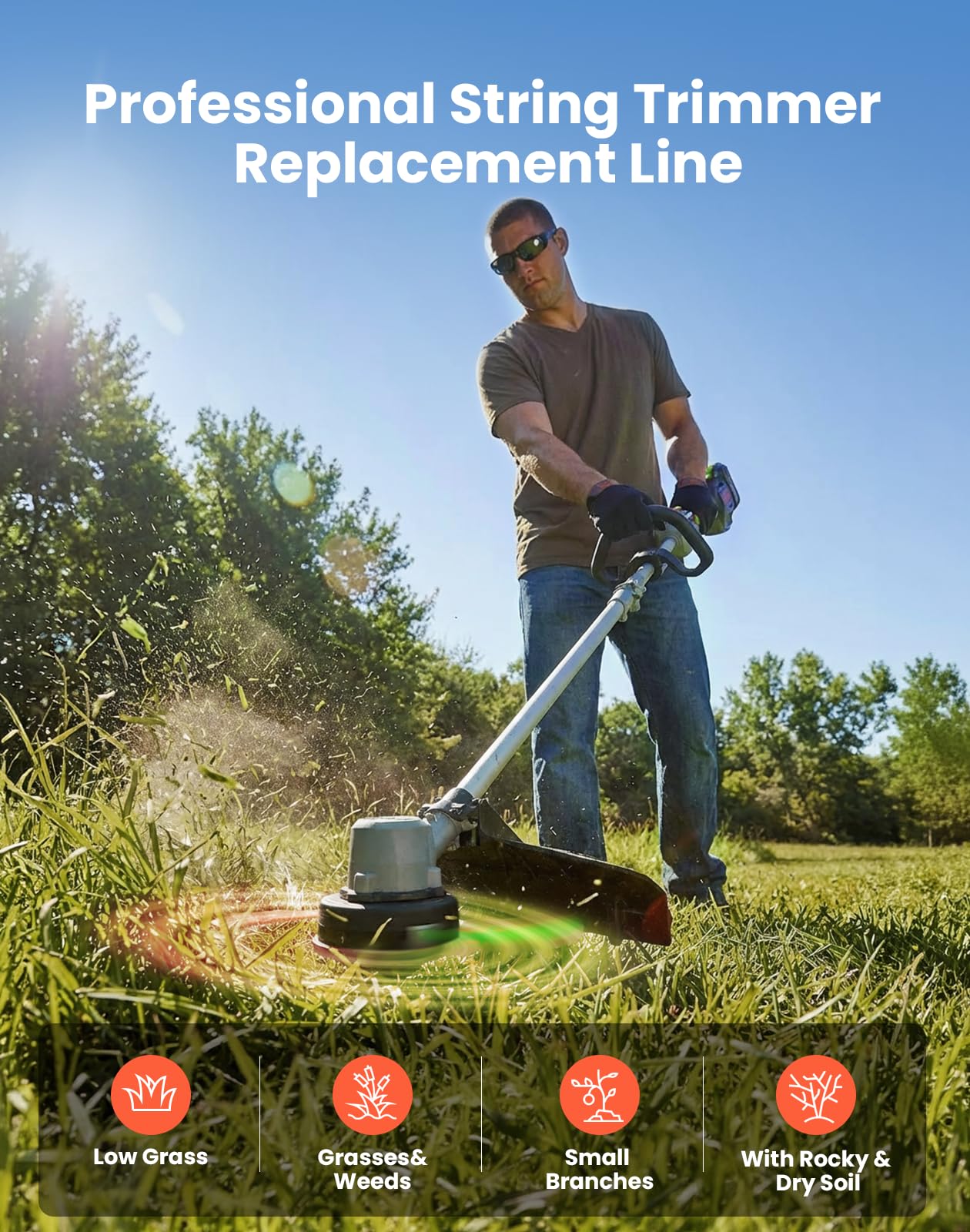 Eventronic AL2420PD compatible with EGO weed wacker and 15-inch trimmers for versatile use.