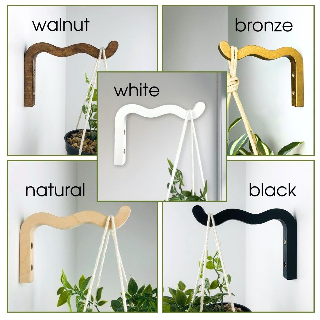 EvenWood walnut finish wall bracket for secure, decorative plant displays.