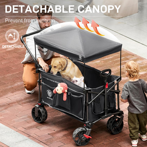 EVER ADVANCED detachable canopy wagon offers fast setup and easy storage.