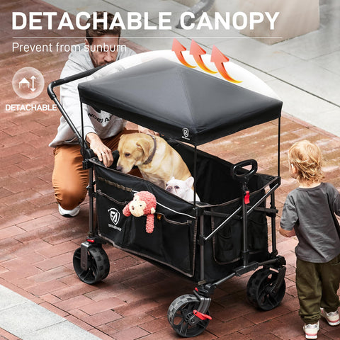 EVER ADVANCED detachable canopy provides quick sun protection and easy storage.