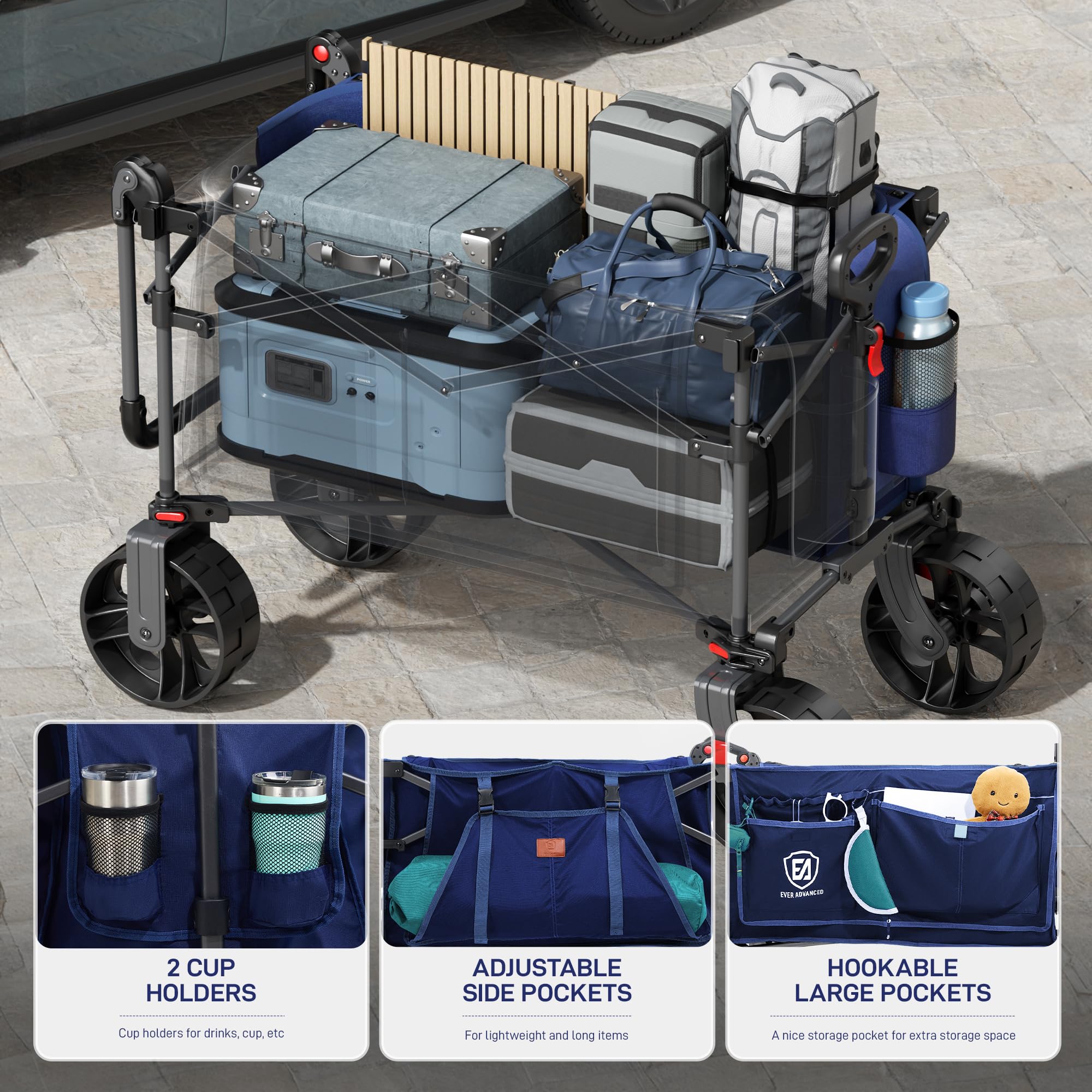 Ever Advanced wagon with reliable brakes for secure stops on slopes or crowds