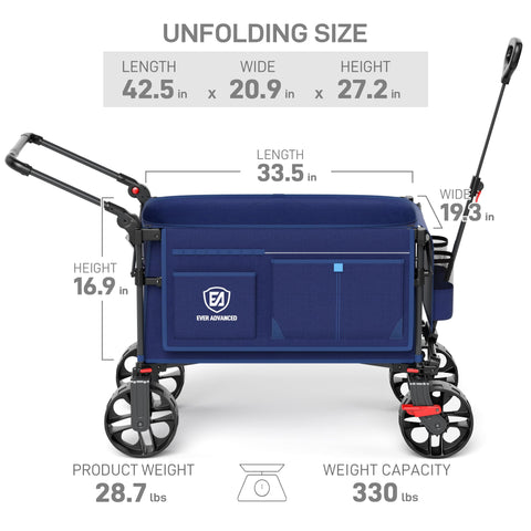 Ever Advanced wagon open dimensions show spacious cargo area for shopping