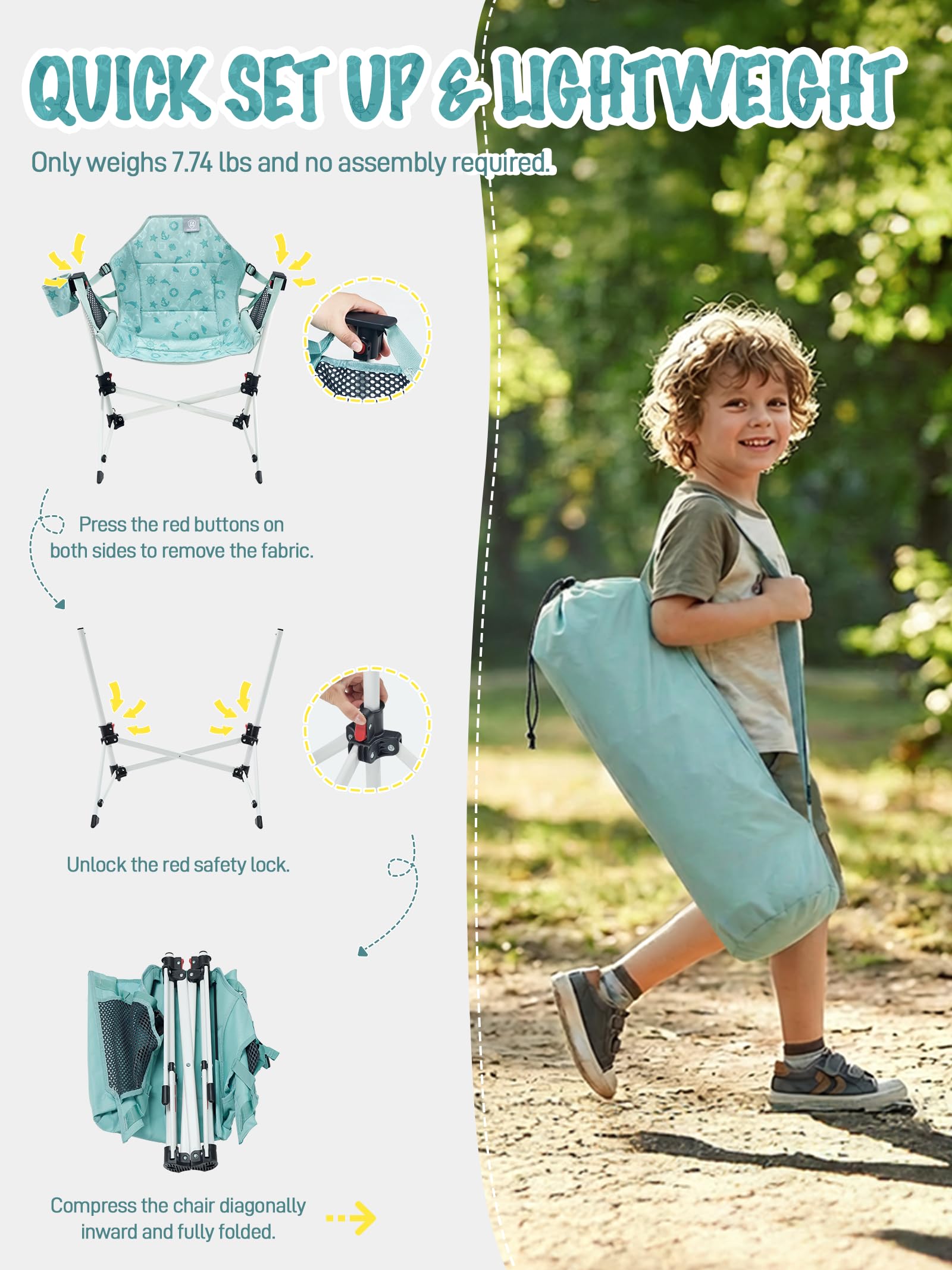 EVER ADVANCED kids hammock chair compact, easy storage in trunk