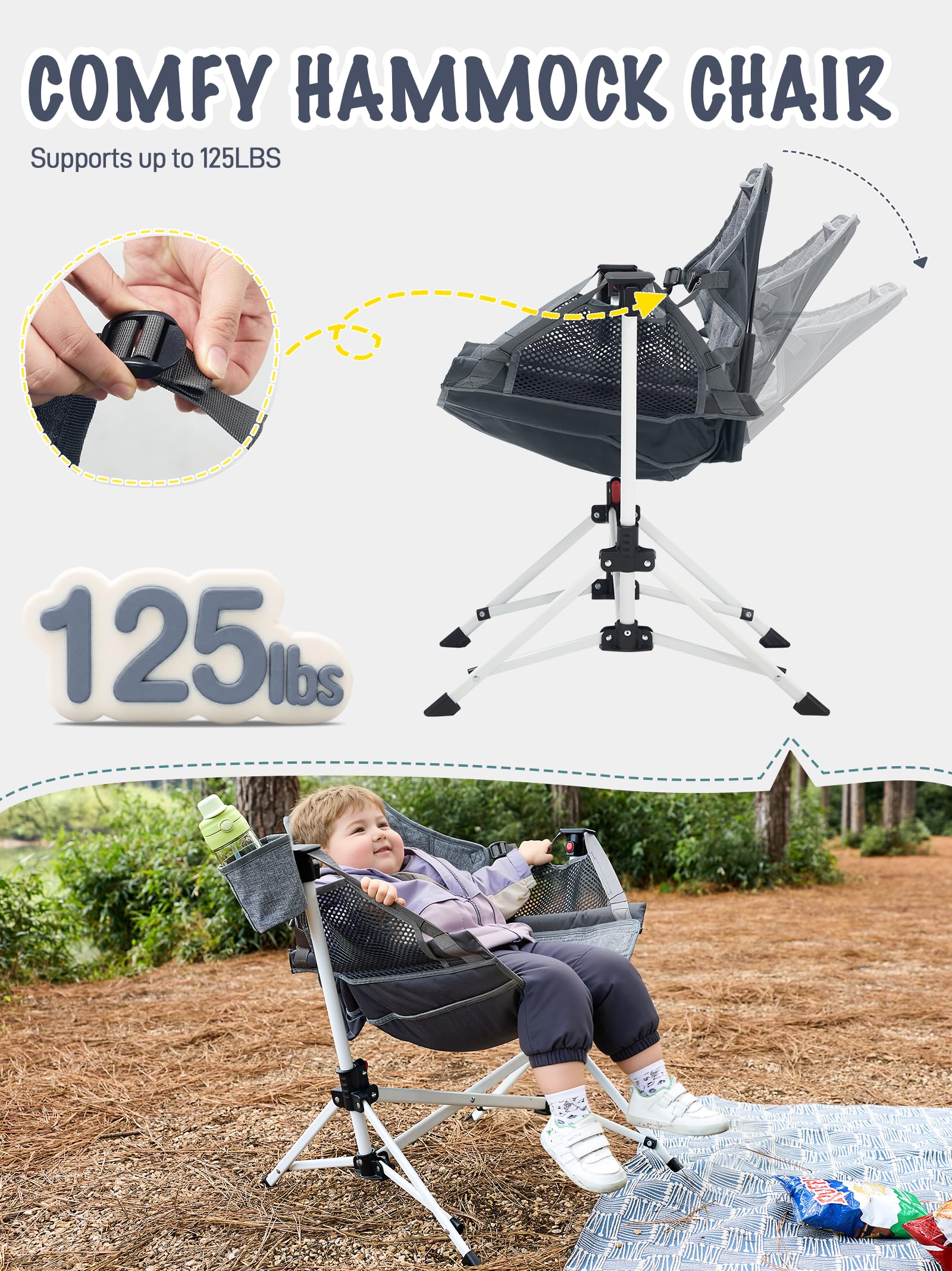 EVER ADVANCED Kids Hammock Chair durable fabric with soft padding for comfort