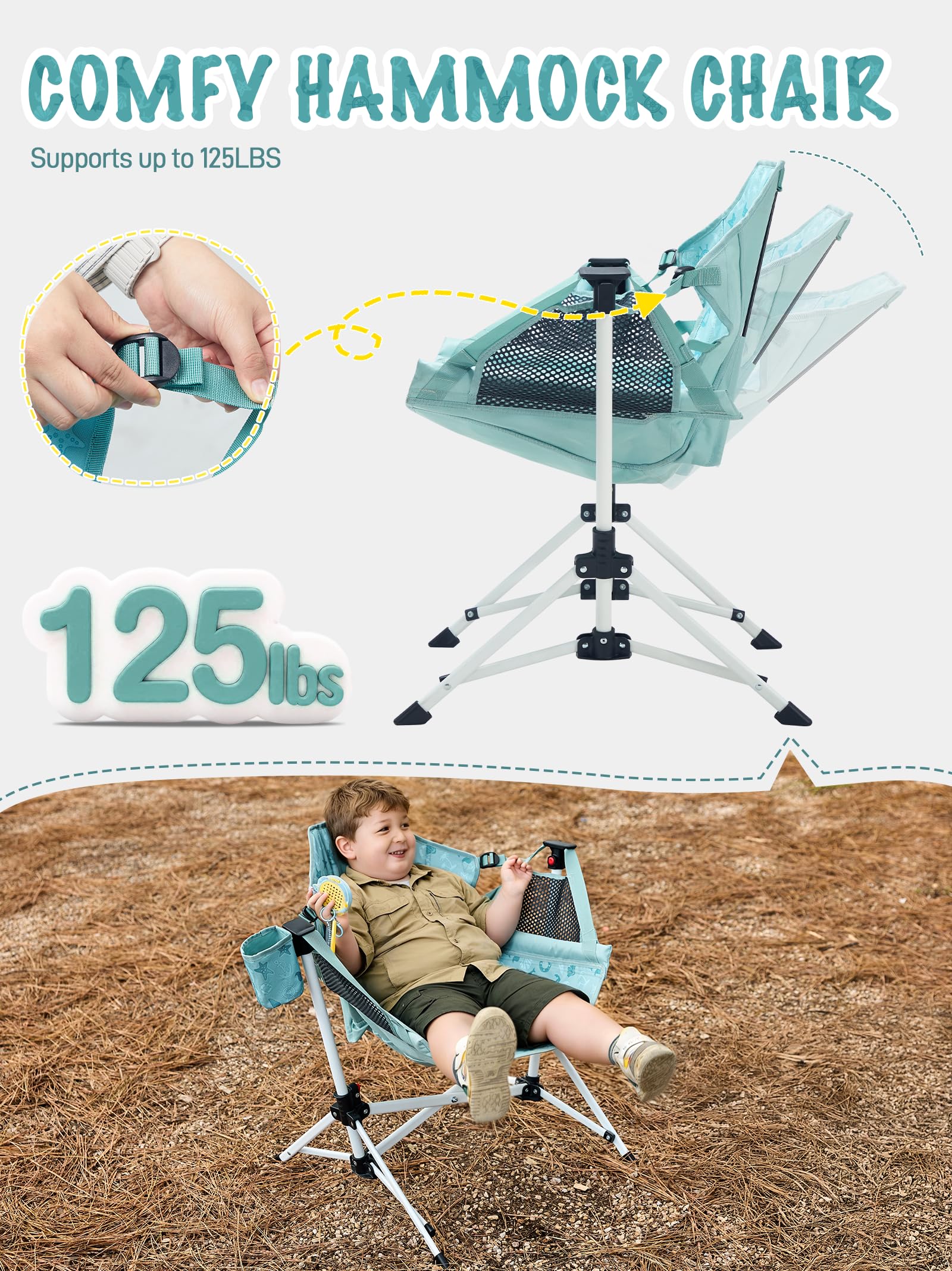 EVER ADVANCED kids hammock chair side table and cup holder handy