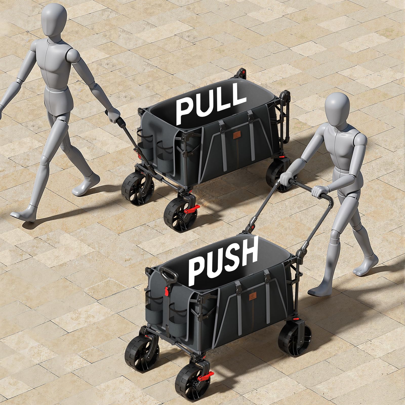EVER ADVANCED push-pull wagon handle is adjustable for comfortable daily use.