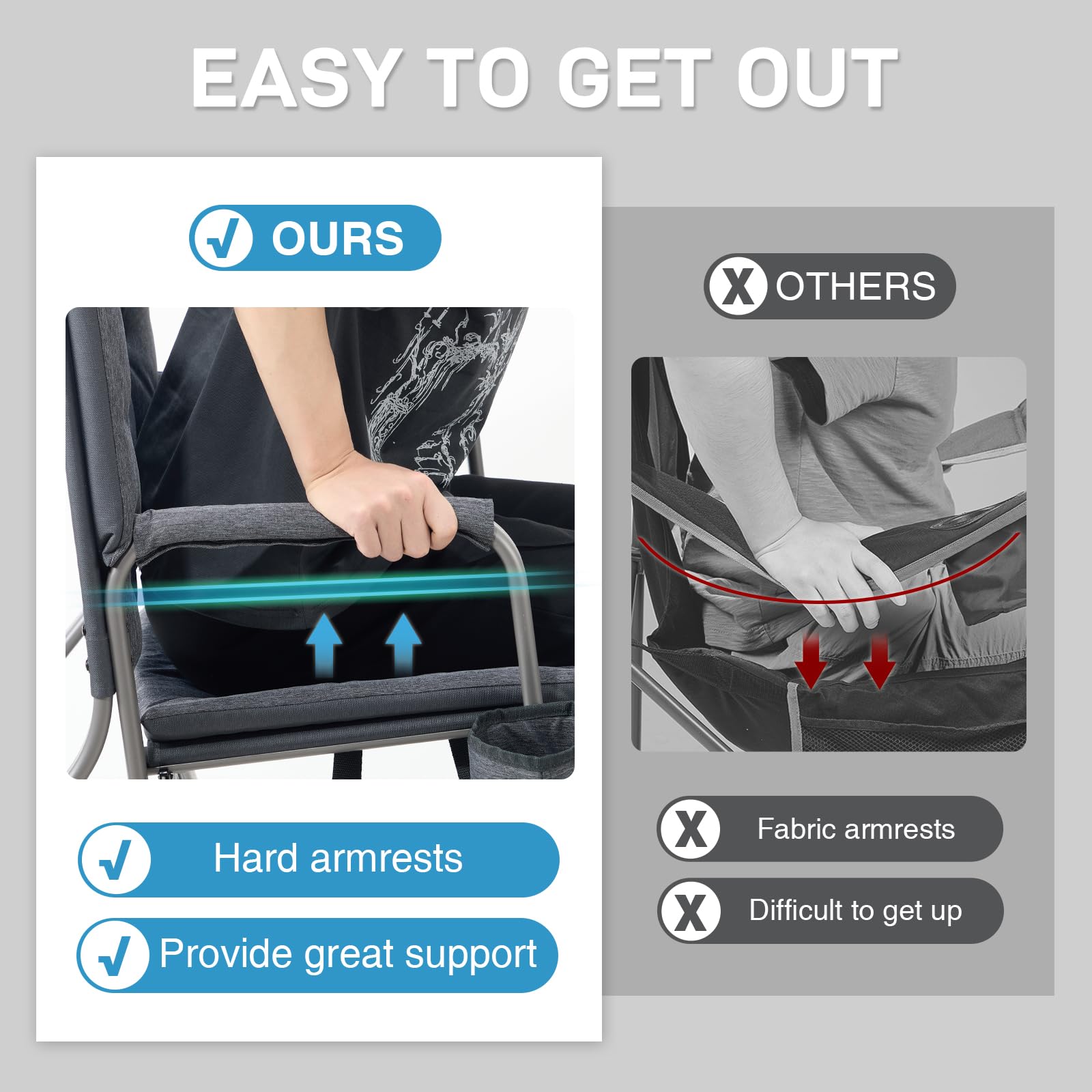 Ever Advanced side-pockets and cup-holder provide convenient storage