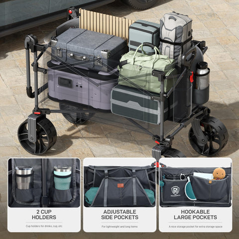 EVER ADVANCED wagon with brakes gives confident stops on slopes and crowded sidewalks.