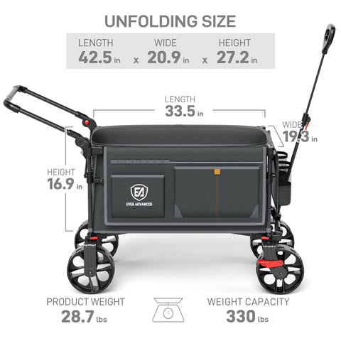 Ever Advanced wagon with cup holders and side pockets for quick-access gear.