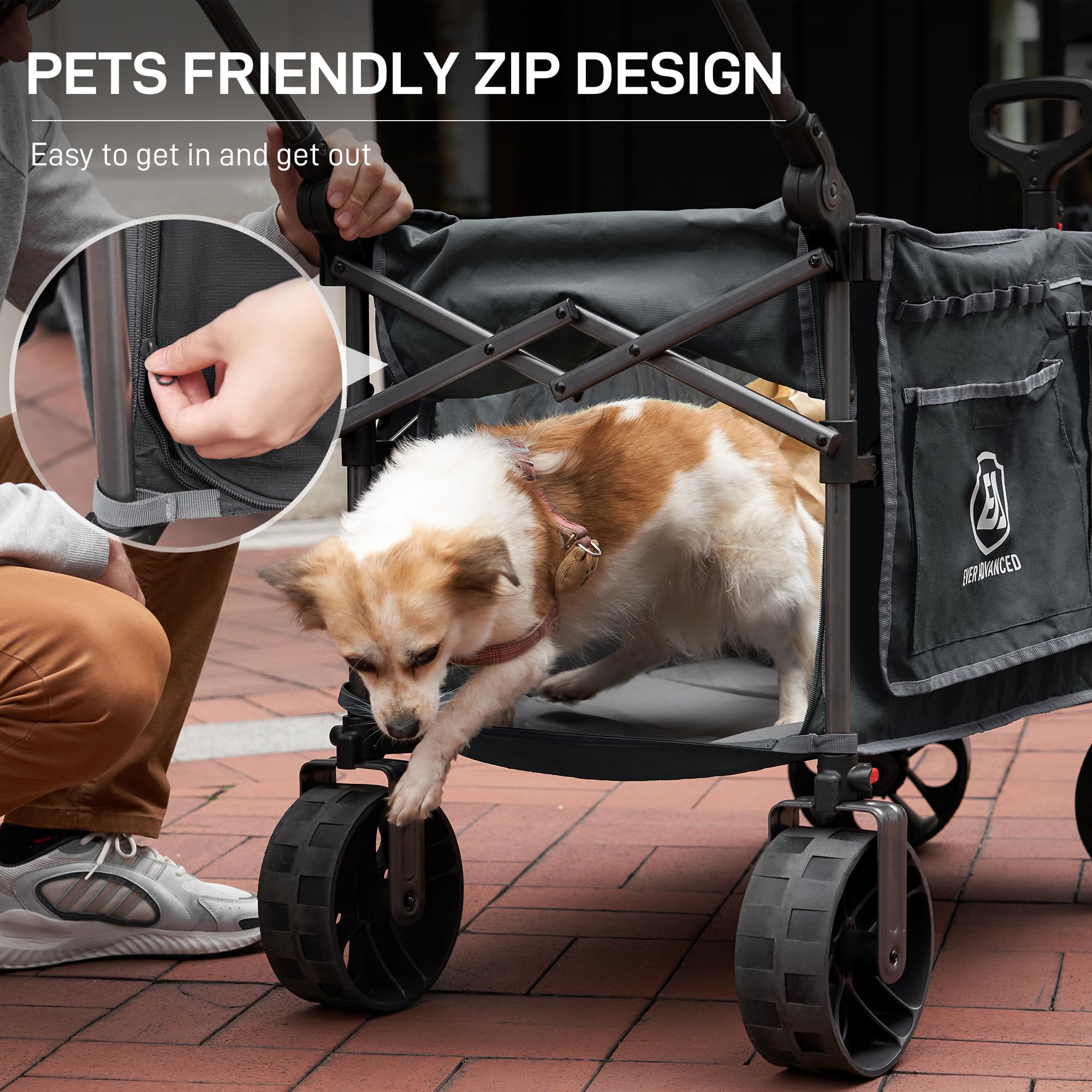 EVER ADVANCED reflective strips and zip pocket enhance night safety and storage.