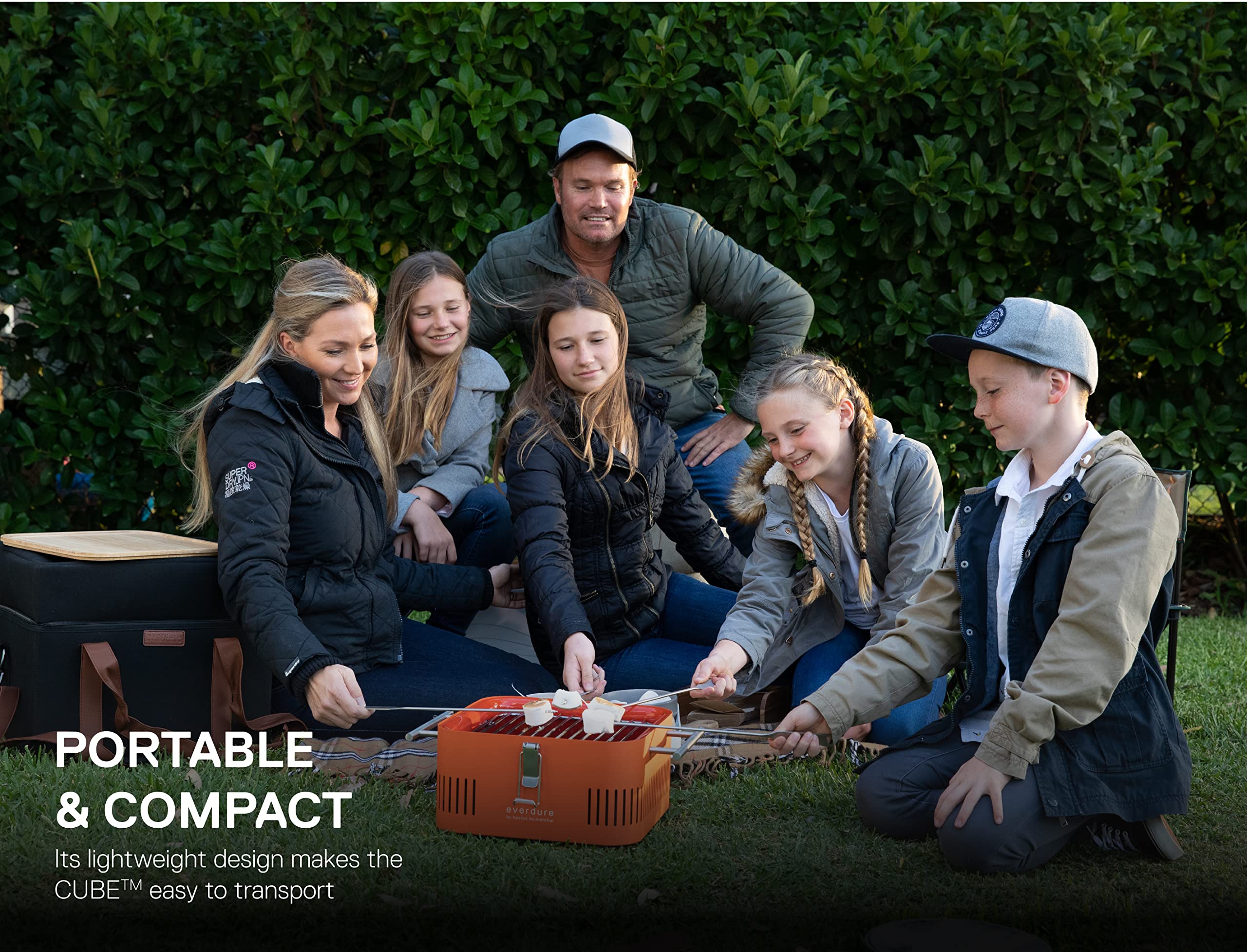 Everdure CUBE offers 115 square inches of grilling surface for small gatherings.