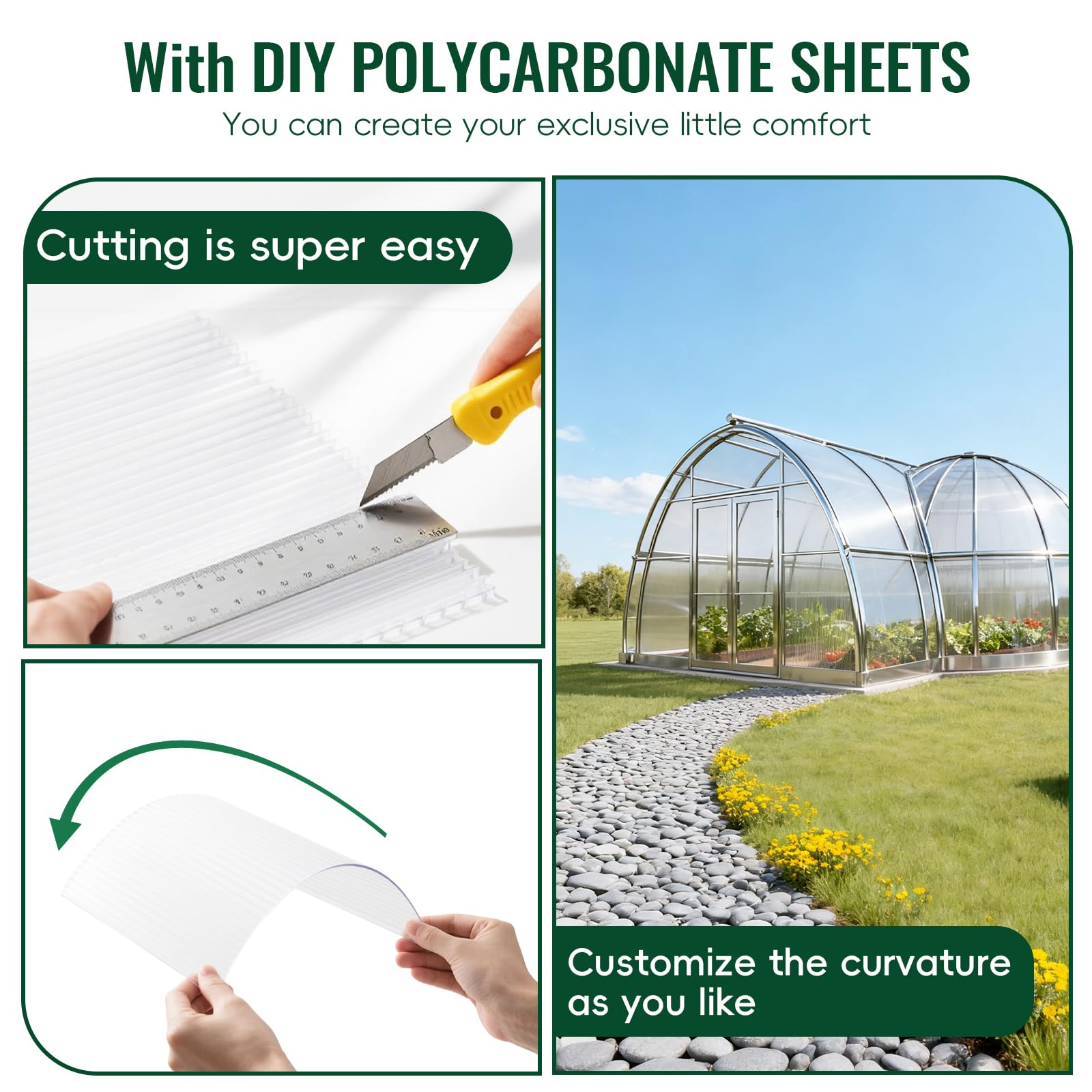 EVERECO greenhouse panel packaging shown, ready-to-use for garden projects.