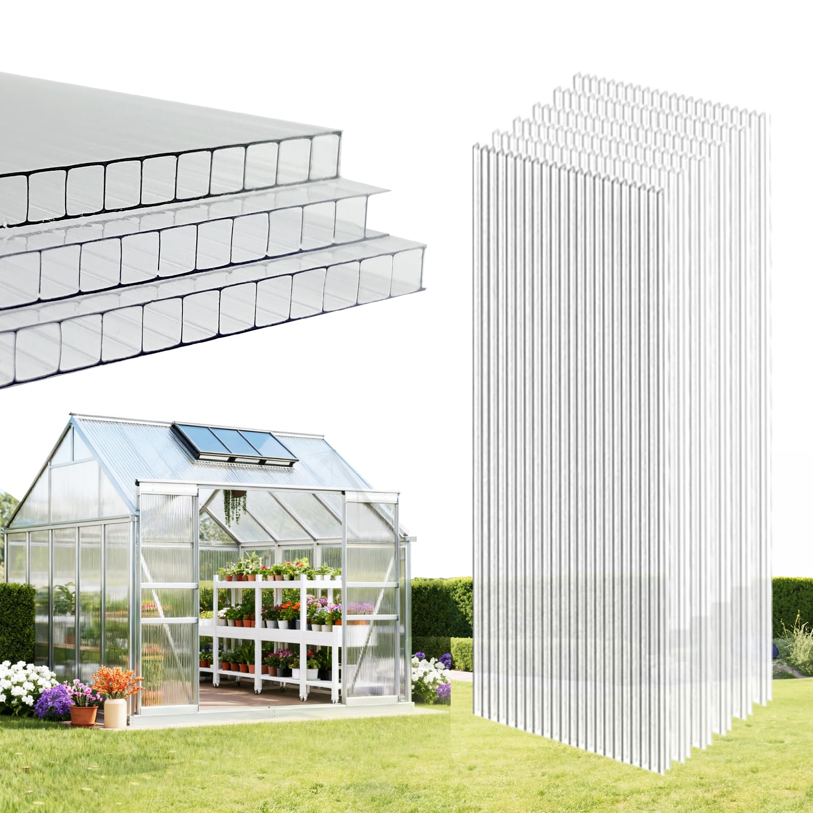 EVERECO greenhouse panel with high transmittance for brighter plant growth.