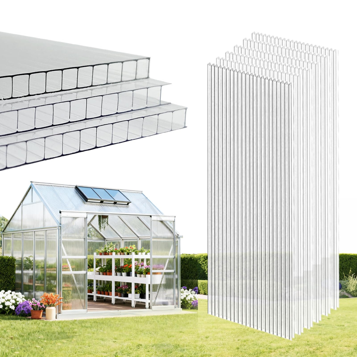 EVERECO greenhouse panel with high transmittance for brighter plant growth.