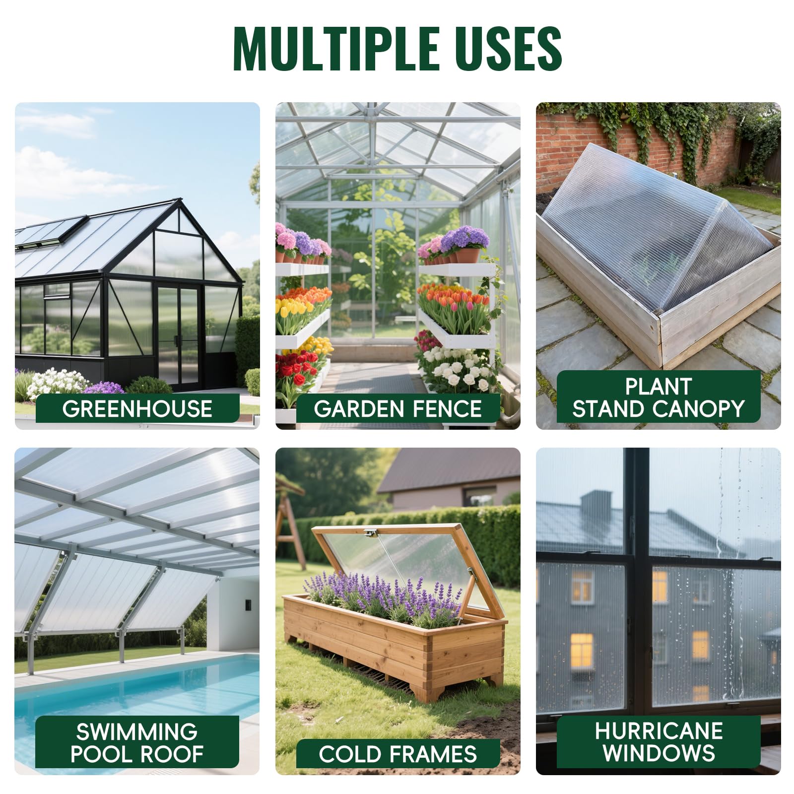 EVERECO greenhouse panel versatile uses for greenhouses, coops, and canopies.