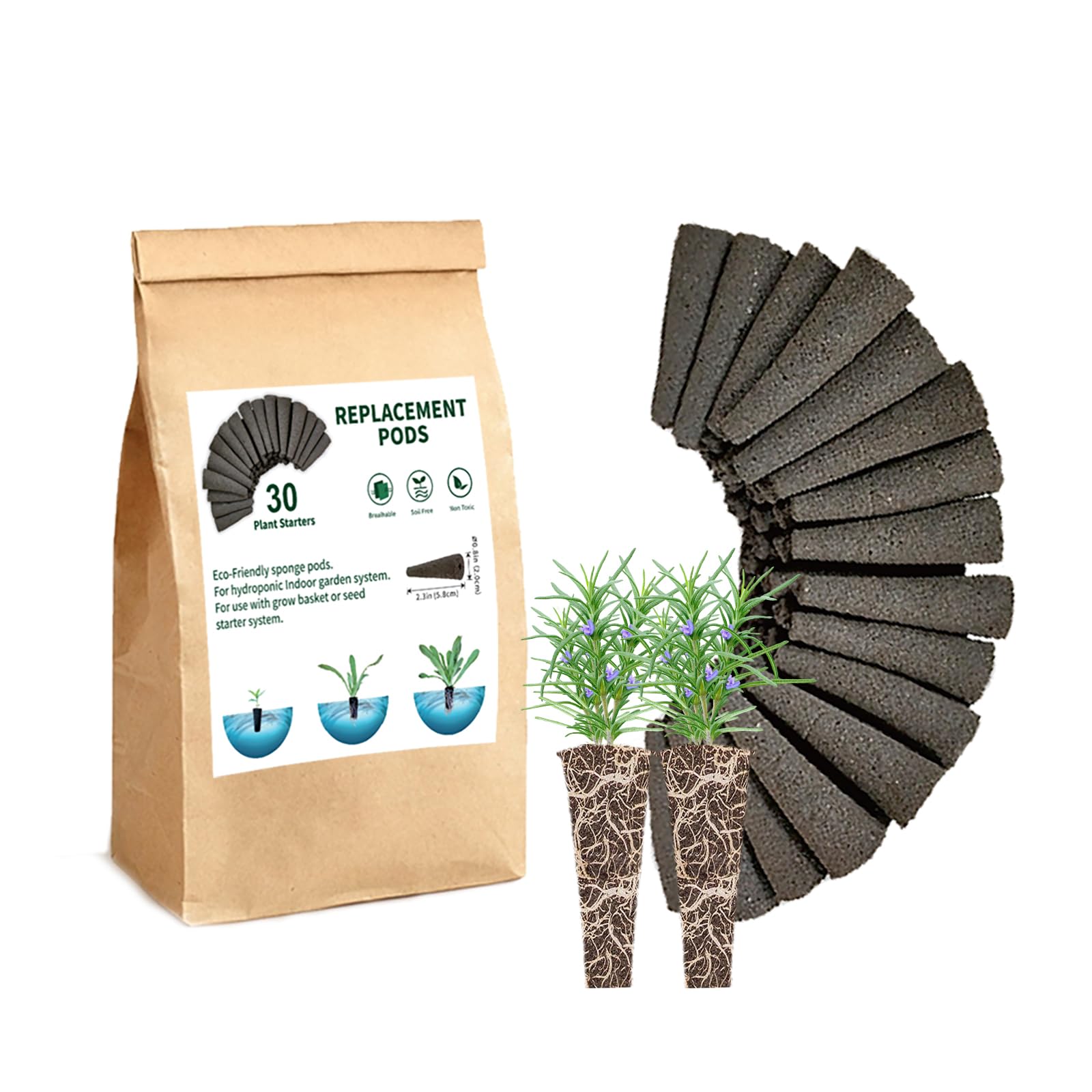 EVERECOO Grow Sponges pack of 30 designed for versatile hydroponics and easy germination