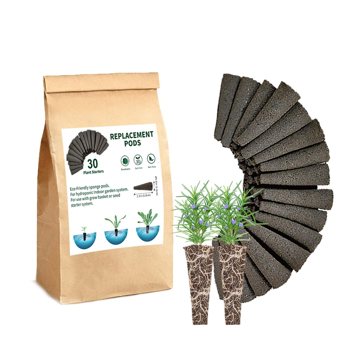 EVERECOO Grow Sponges pack of 30 designed for versatile hydroponics and easy germination