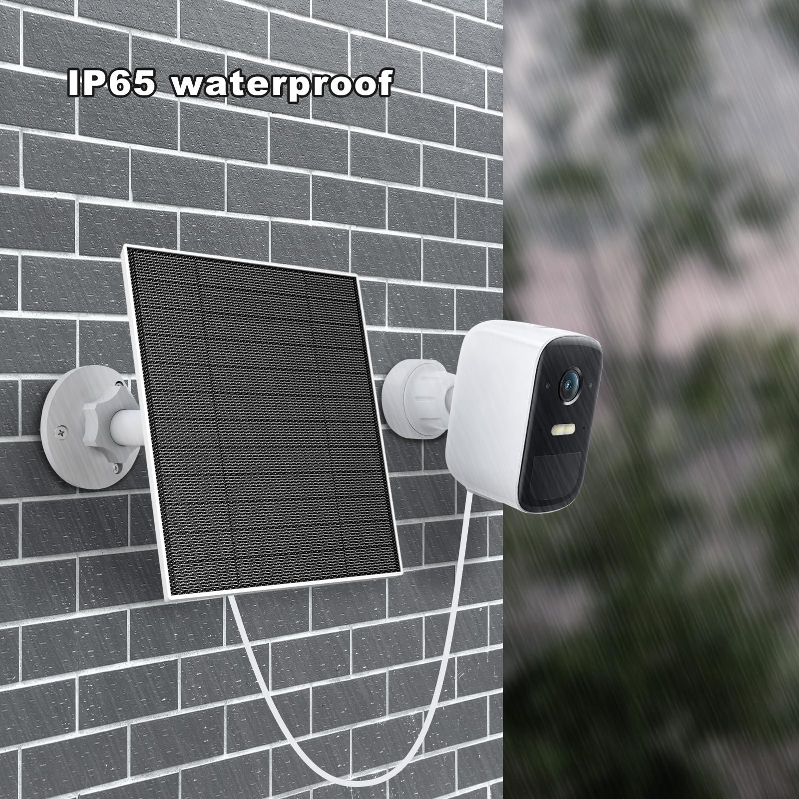 EverExceed solar panel with 9.8ft cord enables convenient installation away from camera.