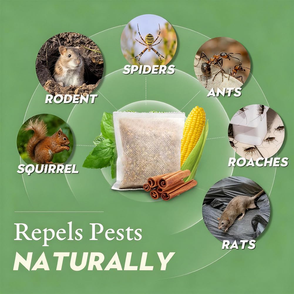 EverField rodent repellent pouches garage storage illustrate multi-space deterrence.
