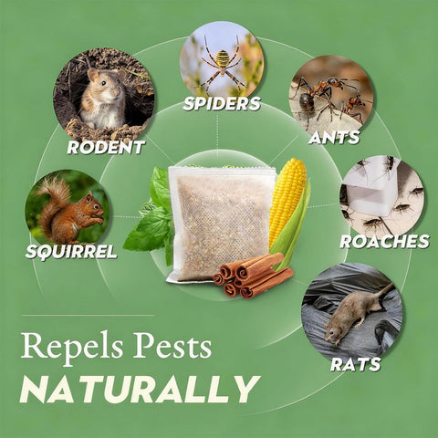 EverField rodent repellent pouches garage storage illustrate multi-space deterrence.