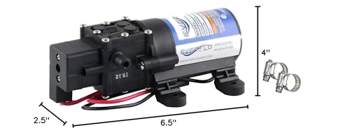 Everflo included two worm-gear clamps show secure hose connections.