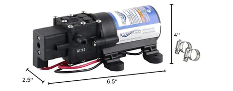 Everflo included two worm-gear clamps show secure hose connections.