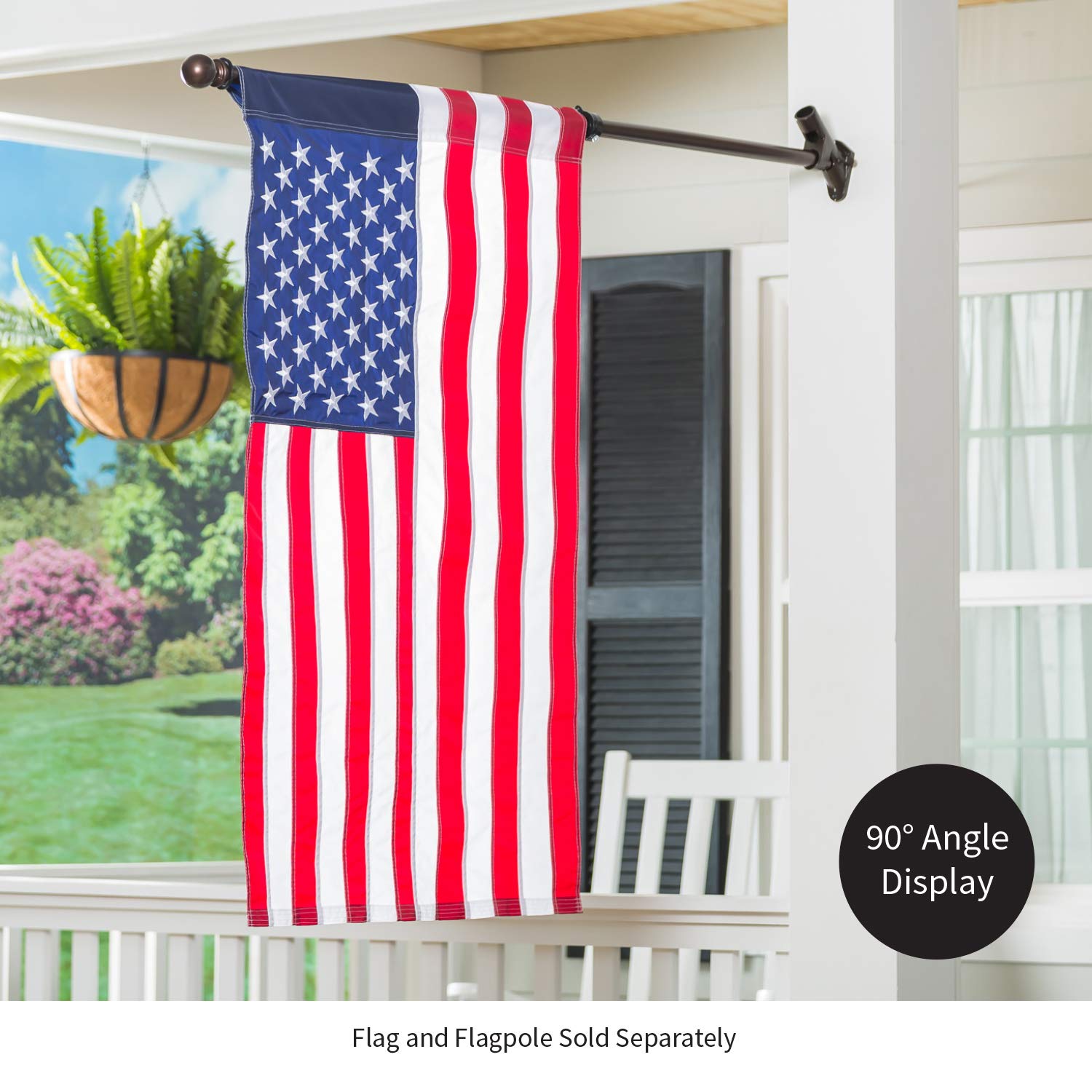 Two-position Evergreen Flag Bracket offers flexible display options.
