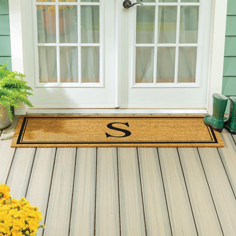 Evergreen Flag double-doorway doormat coir with non-slip backing for stability.