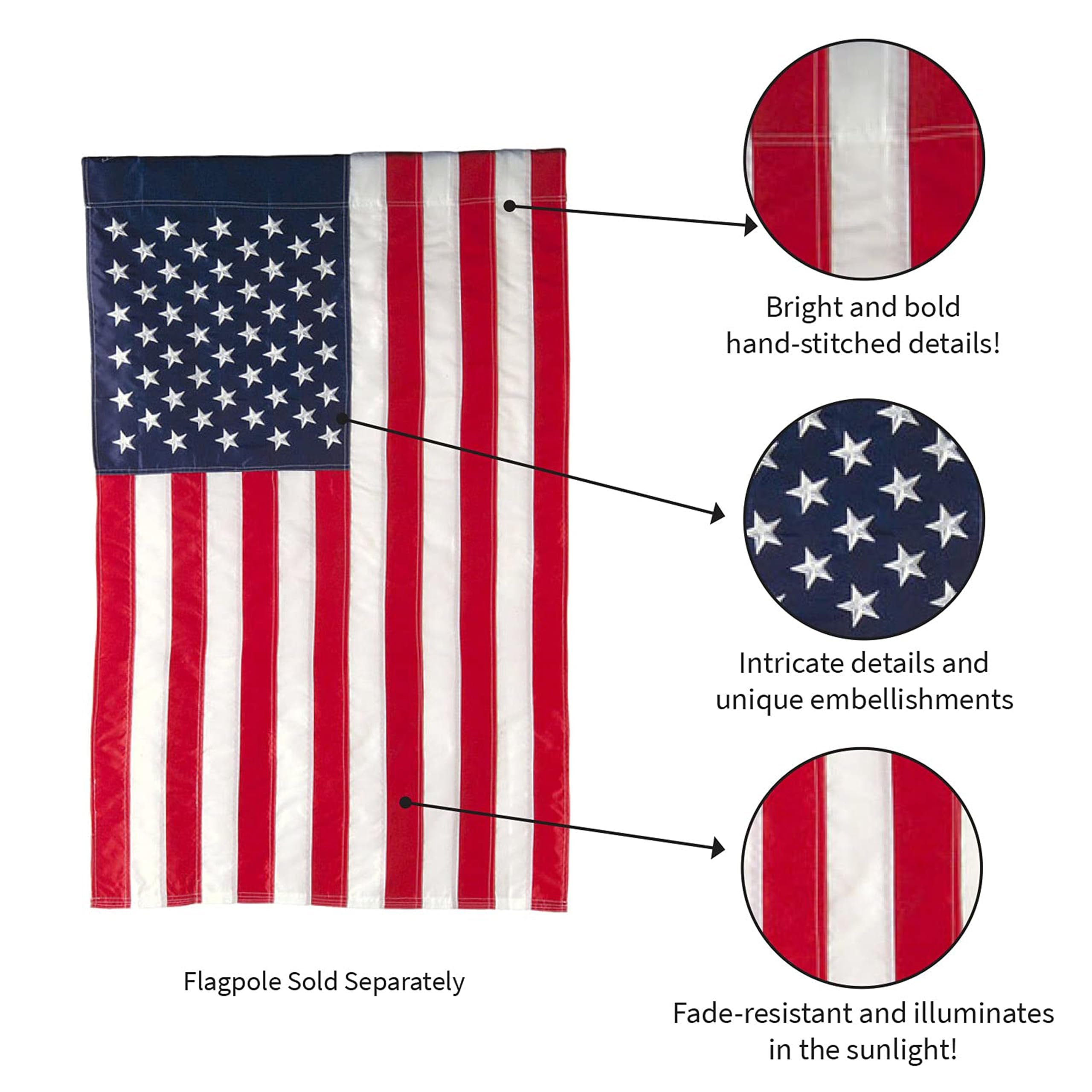 Evergreen Flag 28x44 inch size fits porches and yards.