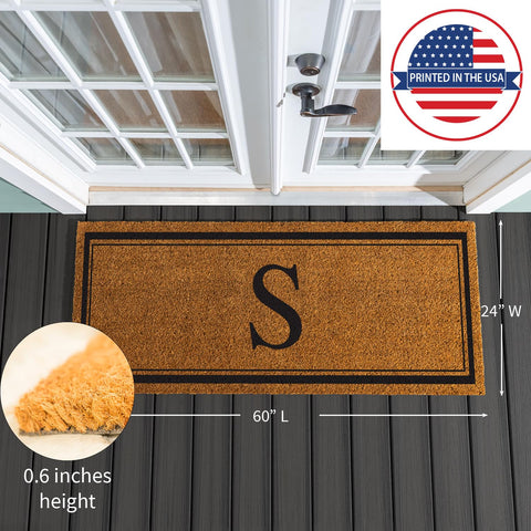 Evergreen Flag front door mat coir 60x24 with stylish welcome design.