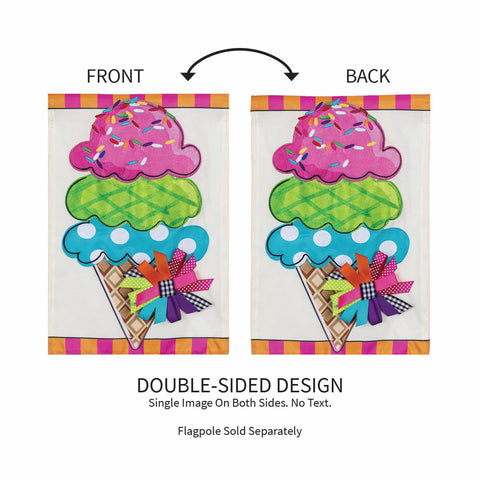 Evergreen Flag front‑door welcome flag featuring ice cream motif to invite guests.