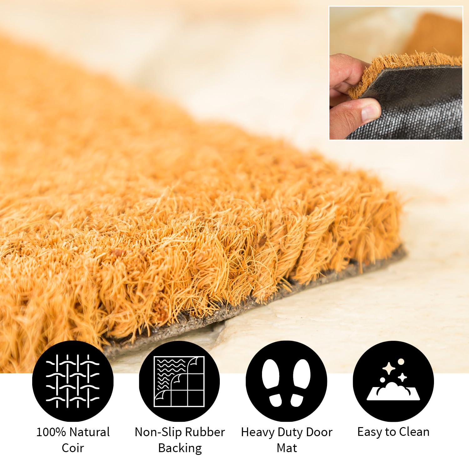 Evergreen Flag natural coir fiber doormat designed for long-lasting wear.