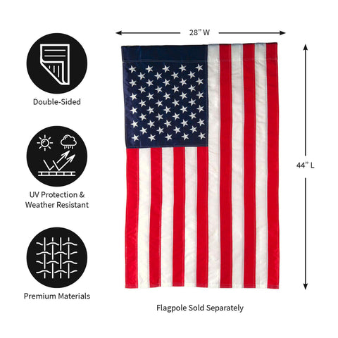 Evergreen Flag weather-resistant 310D nylon supports sun and rain.