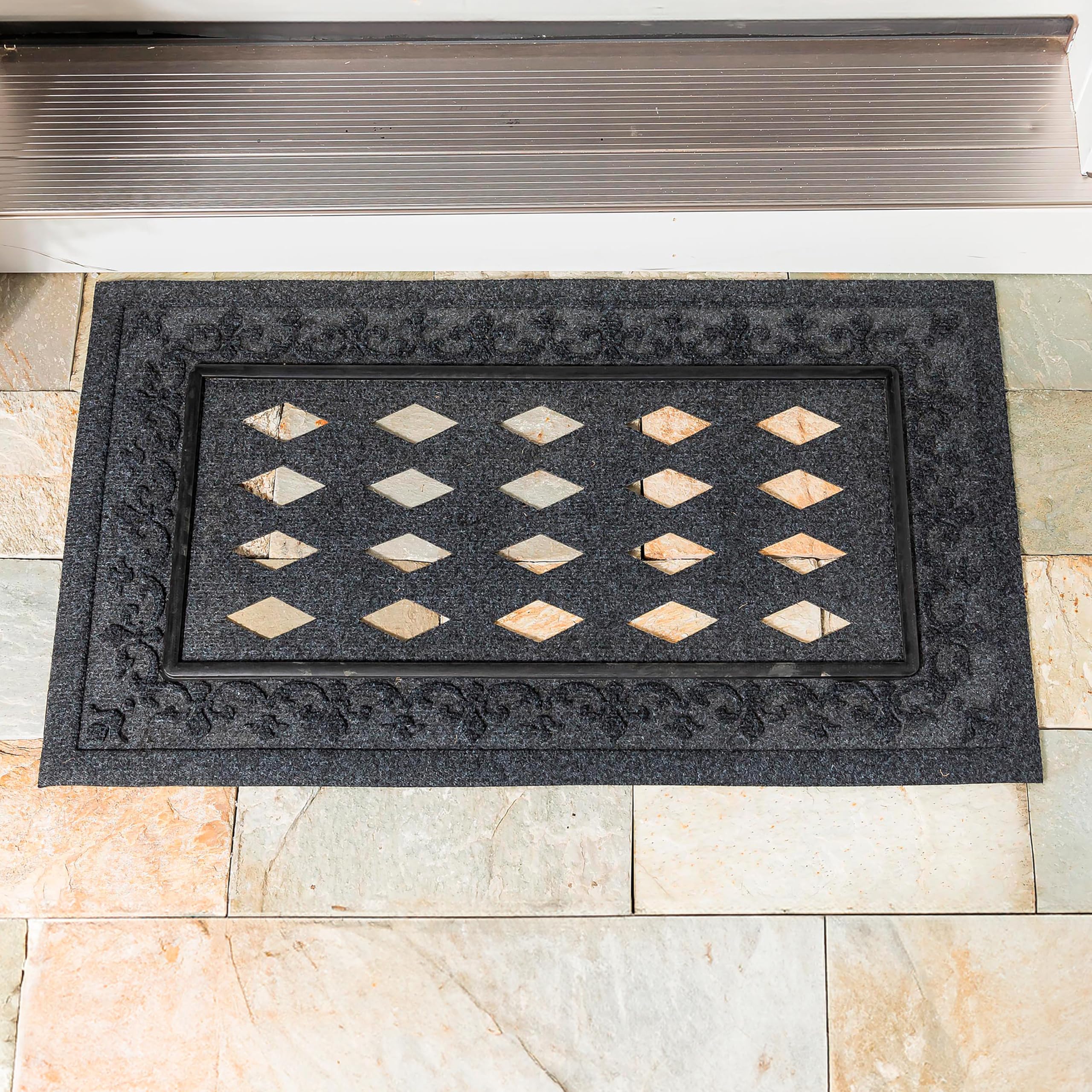 Generous 30 x 18 inch size accommodates standard entryways