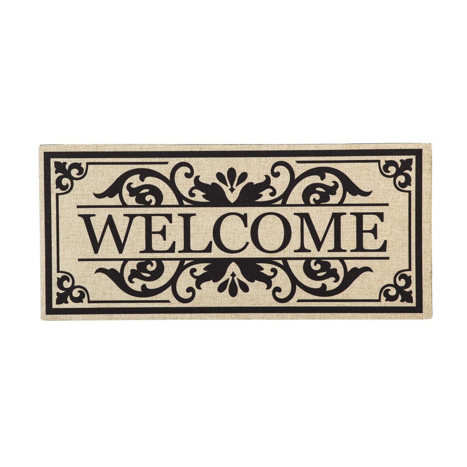 Evergreen Flag Sassafras Cambridge welcome mat with garden artwork for front porch