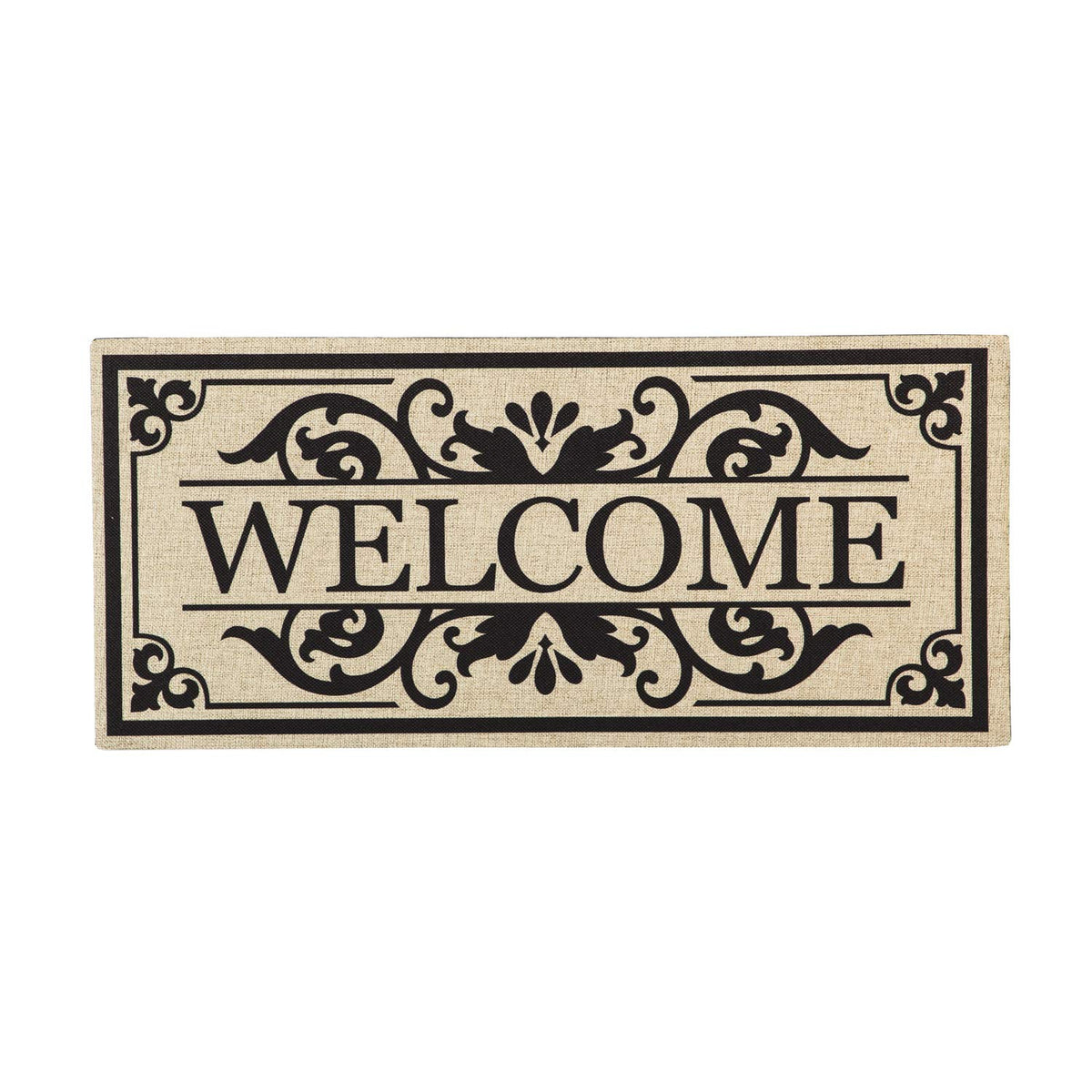 Evergreen Flag Sassafras Cambridge welcome mat with garden artwork for front porch