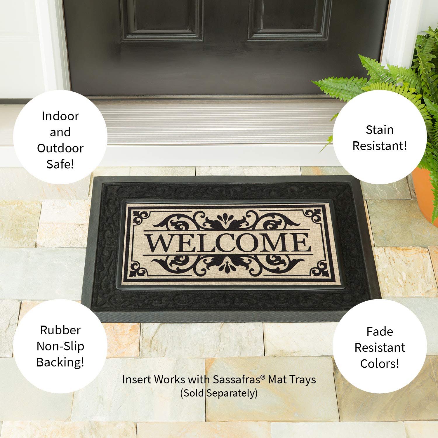 Low-profile design of Evergreen Flag mat clears doors smoothly without snagging