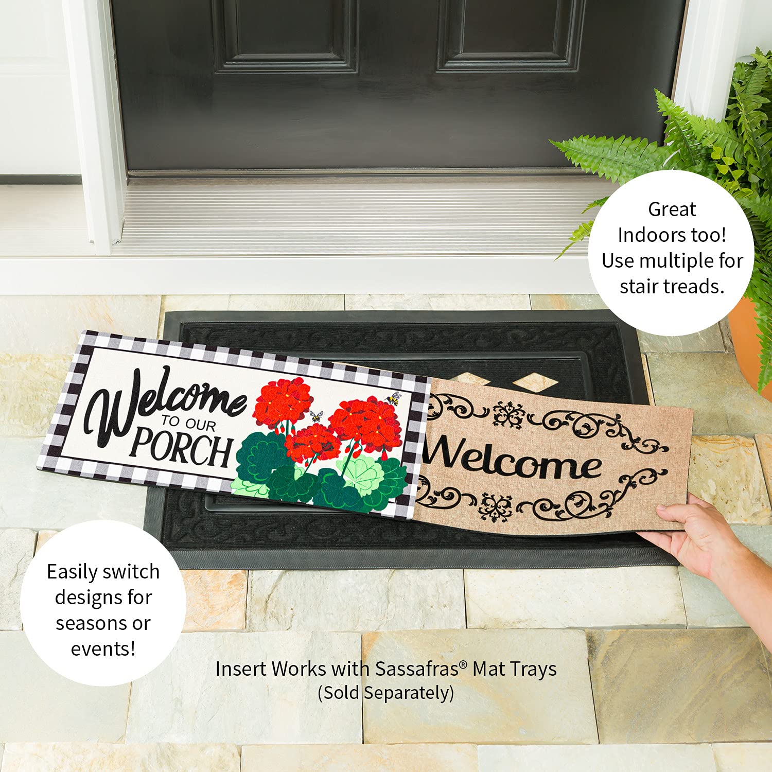 Sassafras geranium design entryway focus for curb appeal