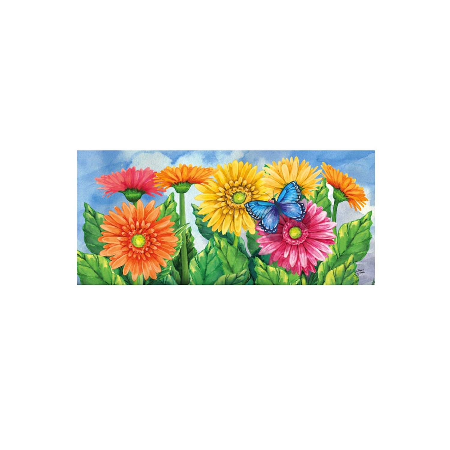 Doormat frame-tray ready by Evergreen Flag Sassafras Gerbera Daisies.