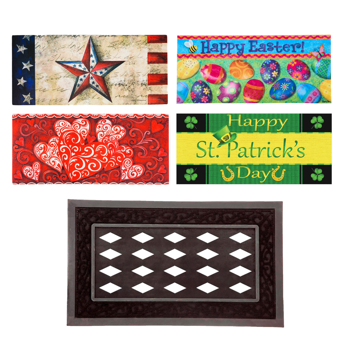 Evergreen Flag Sassafras insert mat closeup showing spring design for mud and moisture control