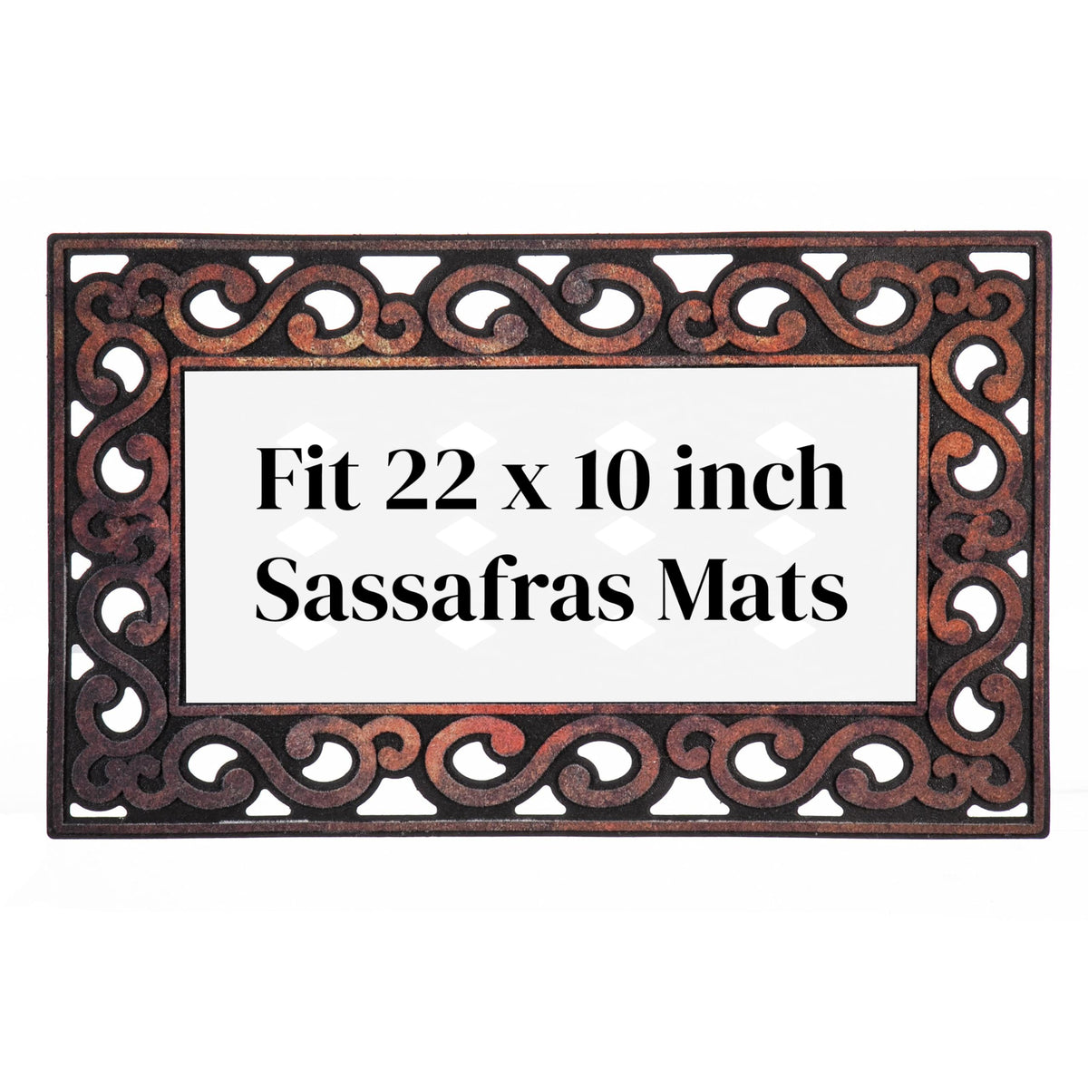 Evergreen Flag Sassafras mat tray front door boosts curb appeal and catches dirt.