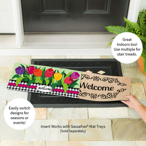 Evergreen Flag Sassafras non-slip backing keeps mat in place in wet weather.