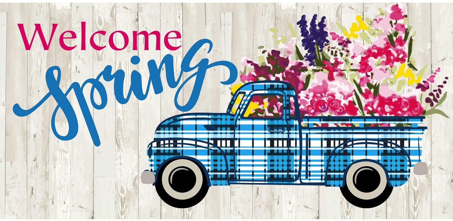Evergreen Flag Sassafras spring insert with bright floral art for welcome season
