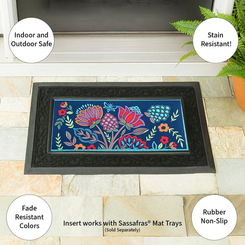 Doorway scene with rain showing the mat’s quick-dry, low-profile design.