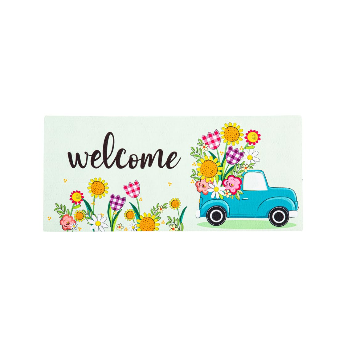 Evergreen Flag Sassafras Switch Mat at the front door, durable for outdoor use.