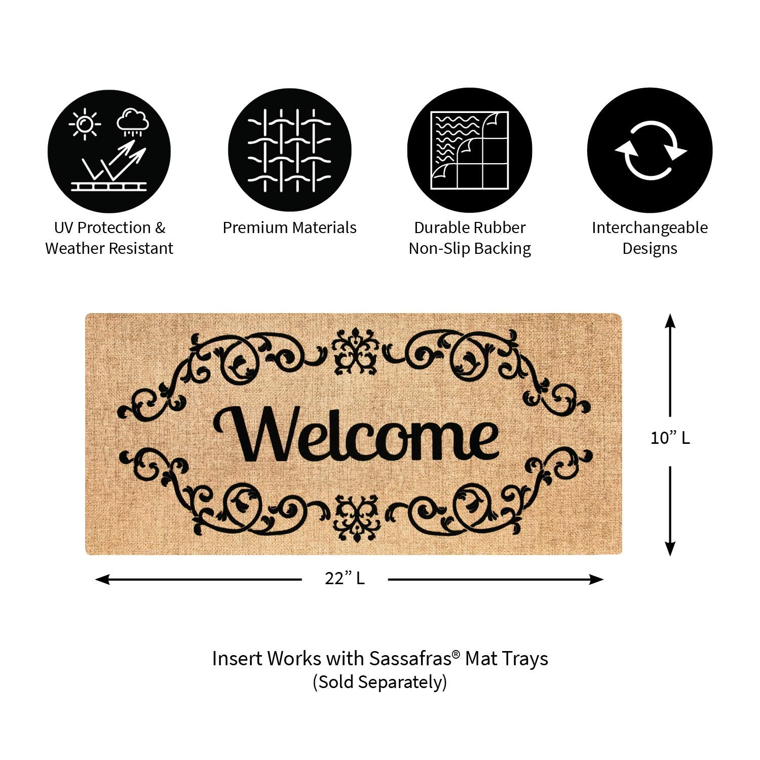 Evergreen Flag Sassafras Welcome Scroll non-slip backing keeps entry floors safe.